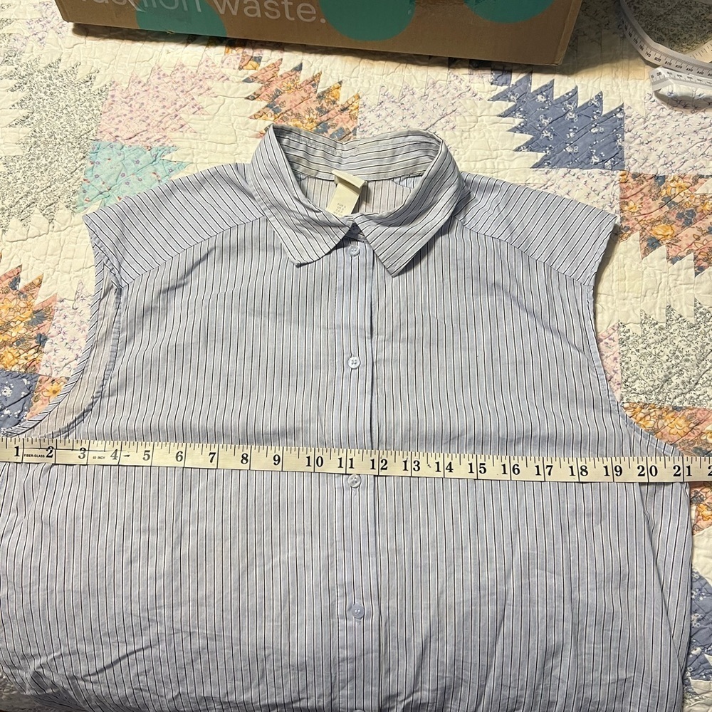 H&M Blue and White Tunic Maxi Striped Shirt Dress small - Picture 6 of 7